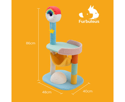 86Cm Cat Tree Tower and Scratching Post Rainbow Style