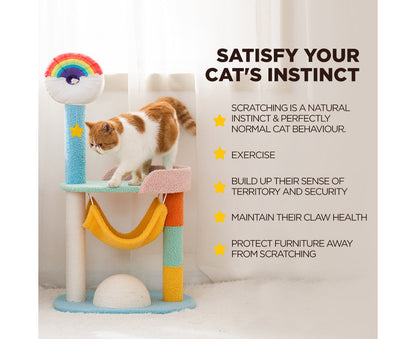 86Cm Cat Tree Tower and Scratching Post Rainbow Style