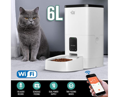 Petscene 6L Automatic Pet Feeder Wi-Fi Enabled Smart Dog Cat Feeder with App Remote Control