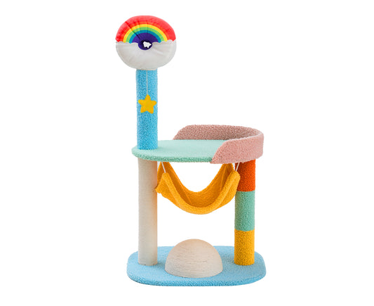 86Cm Cat Tree Tower and Scratching Post Rainbow Style